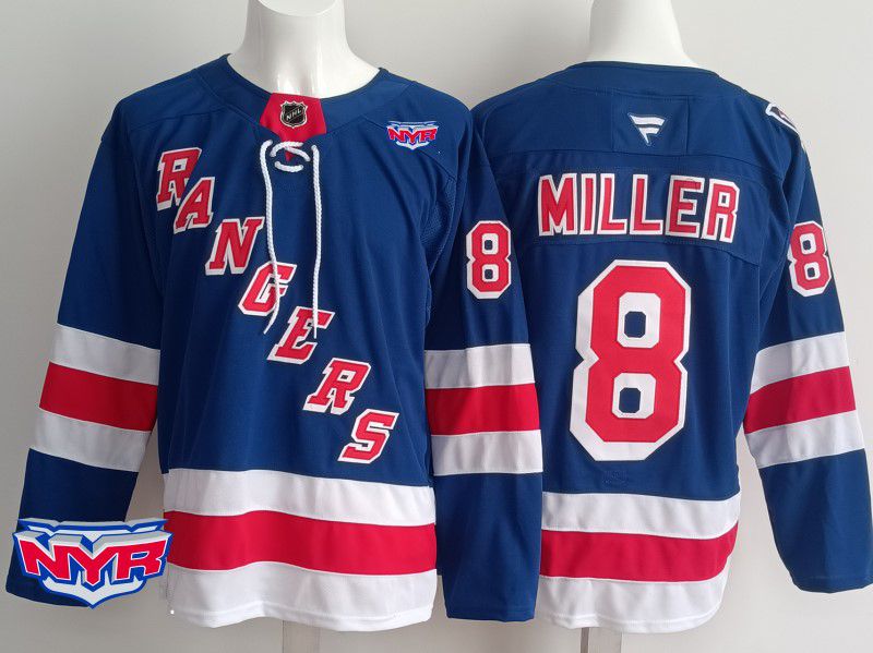 Men New York Rangers #8 Miller Blue 2025 Fanatics Home Premium NHL Jersey style 4